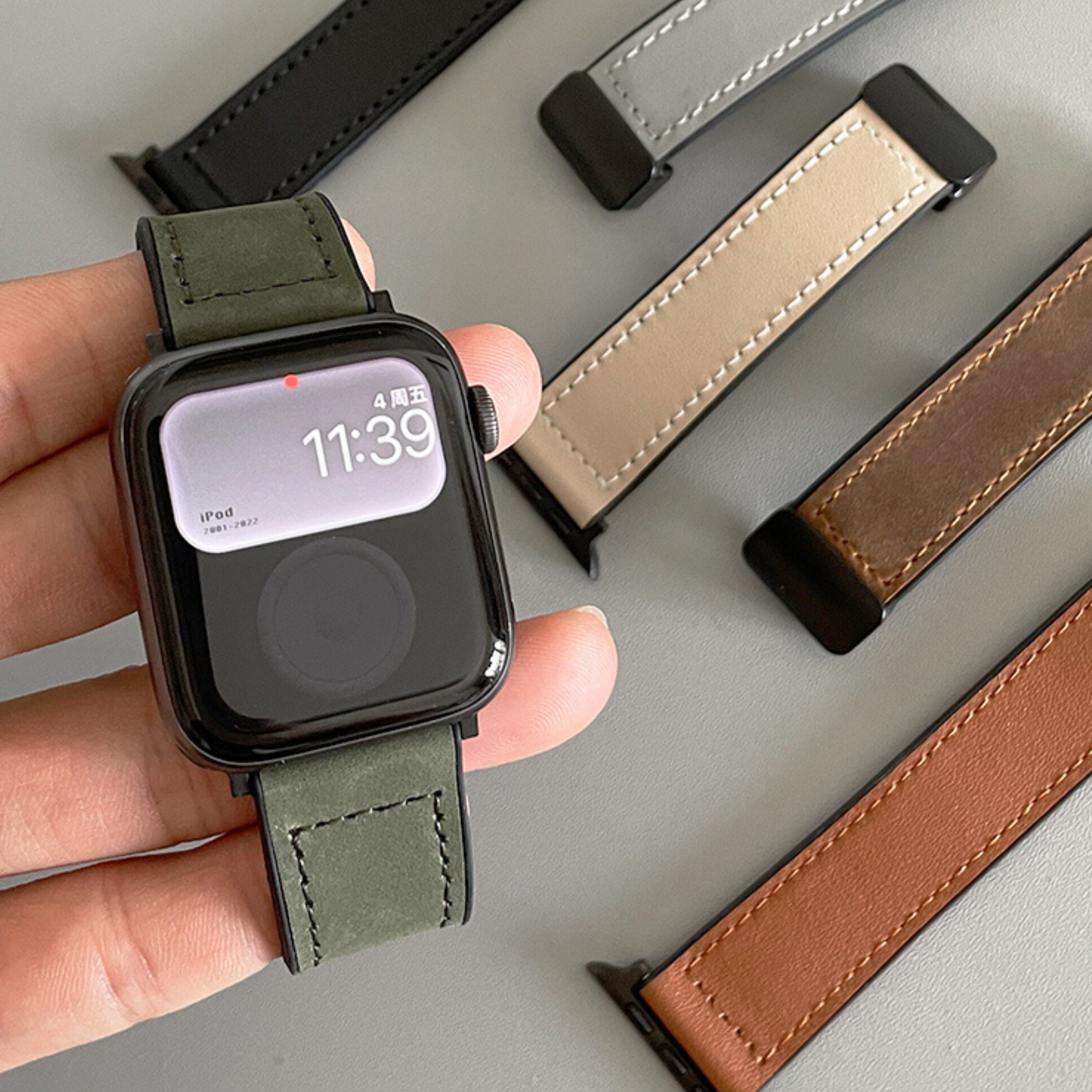 Magnetic Leather Apple Watch Strap