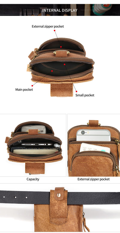 Large Capacity Leather Waist Bag