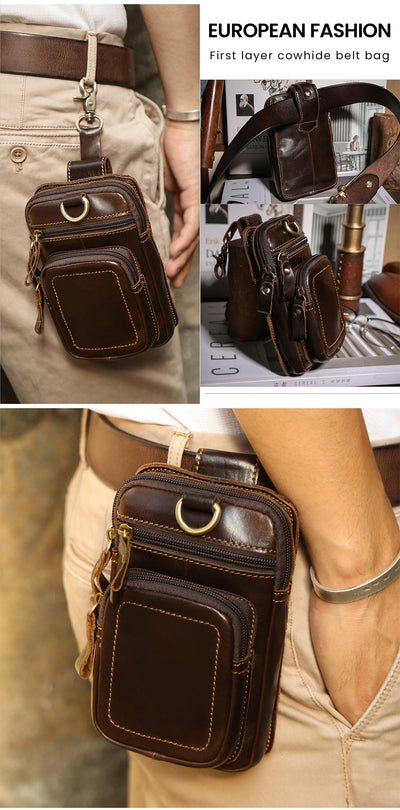 Large Capacity Leather Waist Bag