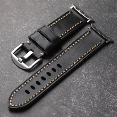 Black Stitched Leather Strap