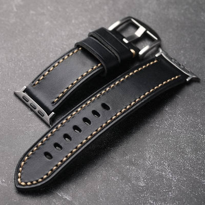 Black Stitched Leather Strap