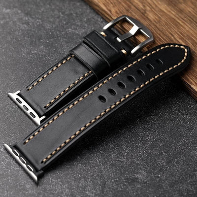 Black Stitched Leather Strap