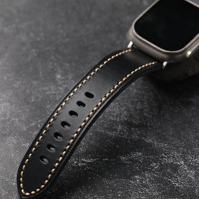 Black Stitched Leather Strap