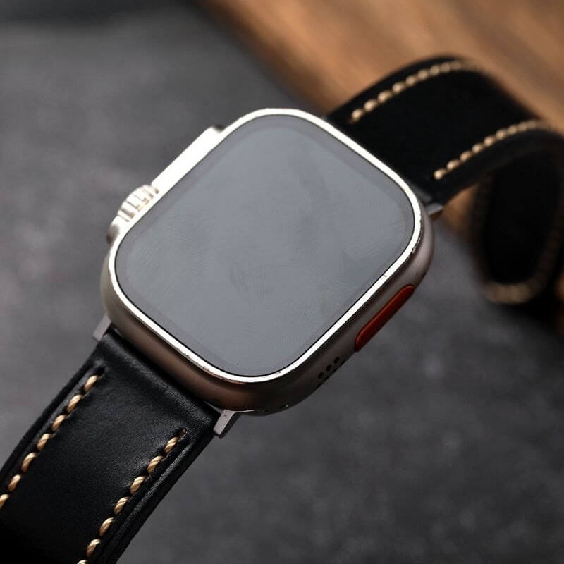 Black Stitched Leather Strap