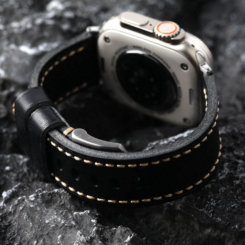 Black Stitched Leather Strap