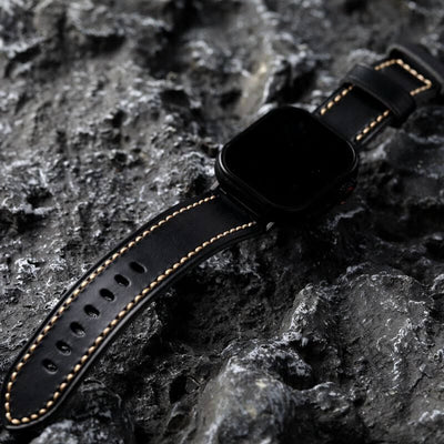 Black Stitched Leather Strap