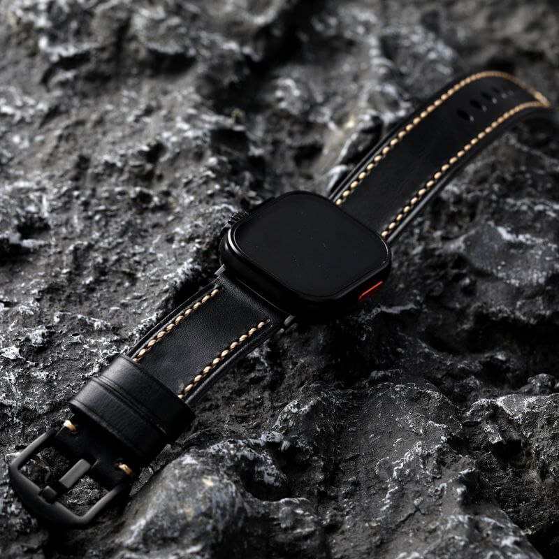 Black Stitched Leather Strap