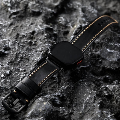 Black Stitched Leather Strap