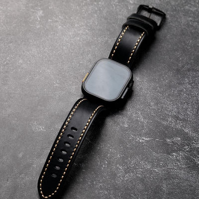 Black Stitched Leather Strap